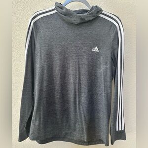 Adidas Gray Climalite Hoodie with White Stripes